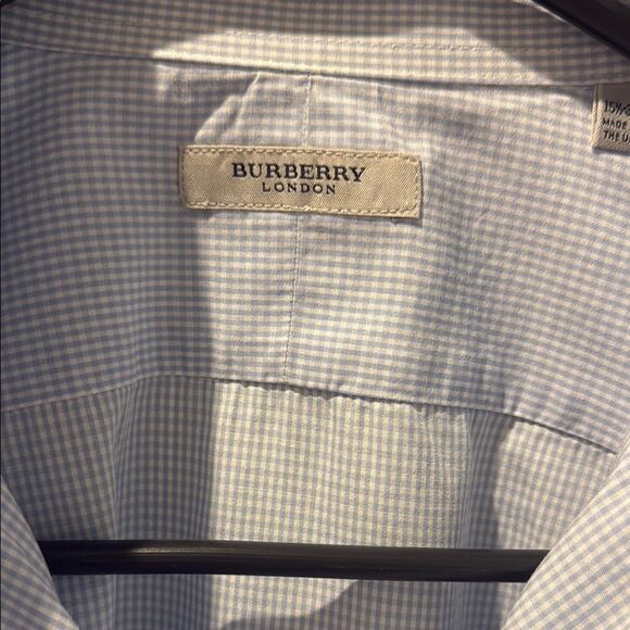 Burberry London Micro Checker Dress Shirt Light blue Classic Fit size 15.5/39 - Picture 2 of 12